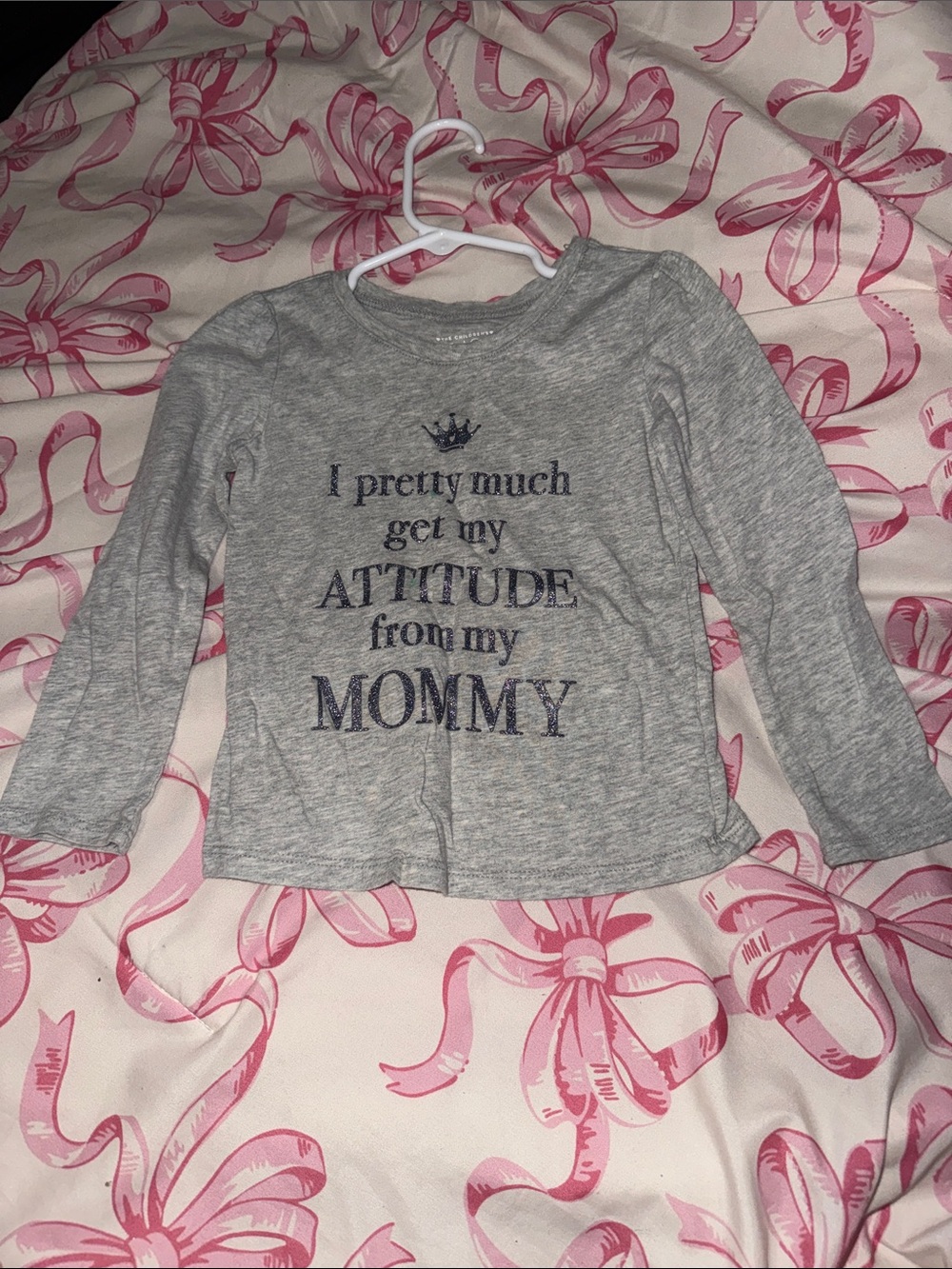 Kids Long Sleeve Shirt - Gray "I Pretty Much Get My Attitude From My Mommy"